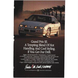 Pontiac Grand Prix SE GM Sedan Car 1980s Vintage Print Ad